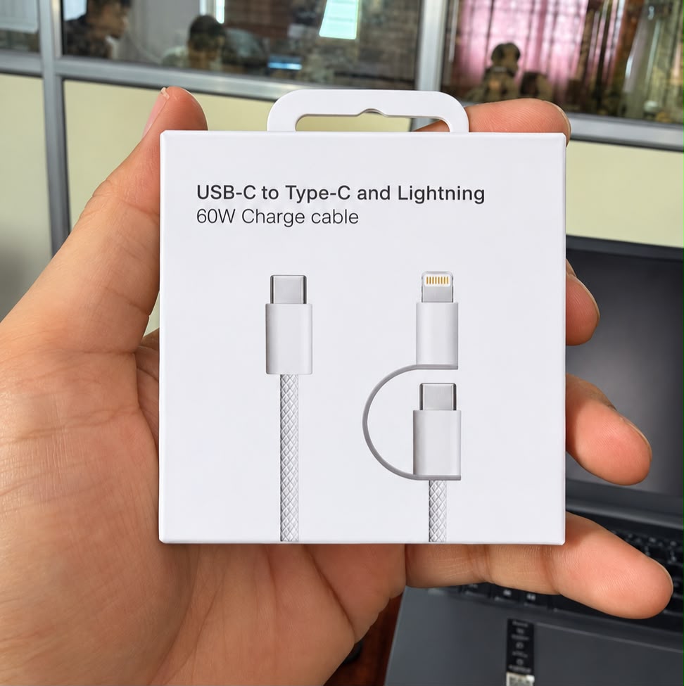 USB-C TO TYPE-C AND LIGHTING 60W CHARGE CABEL